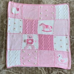 Art Walk adorable knitted baby blanket pink